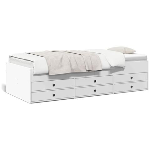 Divano Letto con Cassetti senza Materasso Bianco 75x190 cm - Foto 2