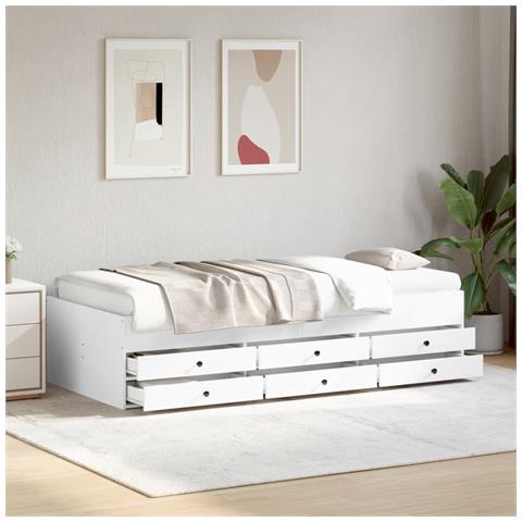 Divano Letto con Cassetti senza Materasso Bianco 75x190 cm - Foto 1