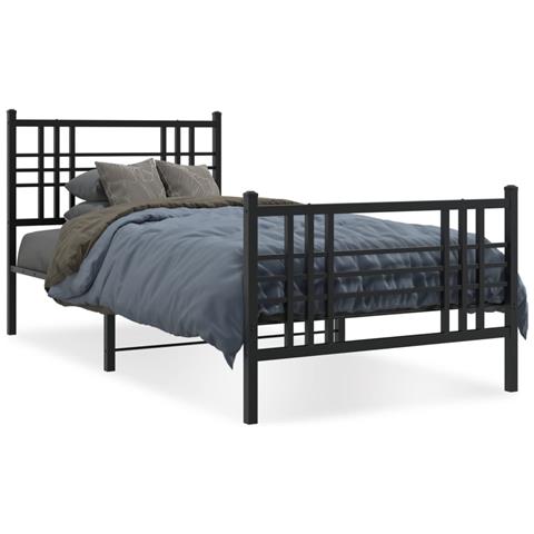 Giroletto Con Testiera E Pediera Metallo Nero 100x190 Cm - Foto 2