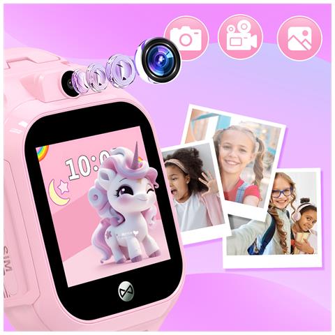 Smartwatch Wi-fi Per Bambini Con Slot Scheda Sim Videochiamate E Gps, Rosa - Foto 5