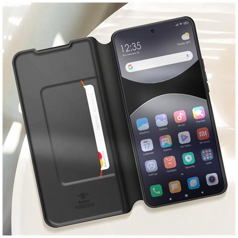 Custodia A Libro Per Xiaomi Redmi Note 14 4g Patta Con Cinghia A Mano, Nero - Foto 5