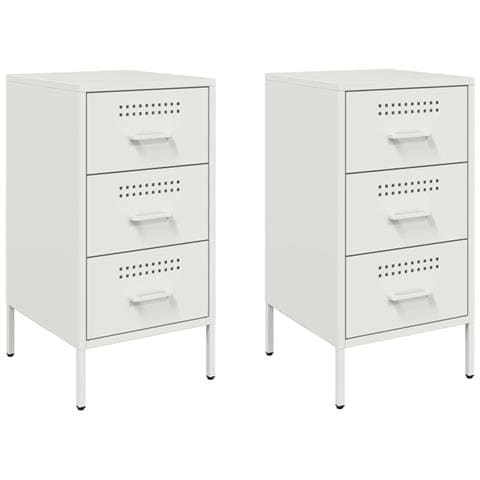 Comodini 2 Pz Bianchi 36x39x68 Cm In Acciaio - Foto 2