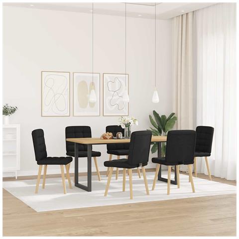 Sedie Da Pranzo 6 Pz Nere In Tessuto - Foto 2
