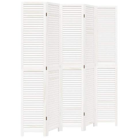 Divisorio Ambienti 5pannelli Bianco Legno Massello Di Paulownia - Foto 2