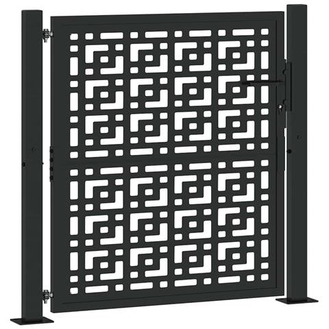 Cancello Giardino Nero 105x106 Cm In Acciaio Design A Croce - Foto 1