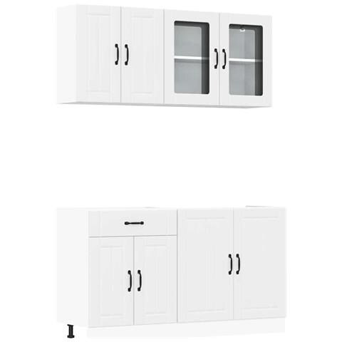 Set Mobili Da Cucina 4 Pz Kalmar Bianchi Legno Multistrato - Foto 2