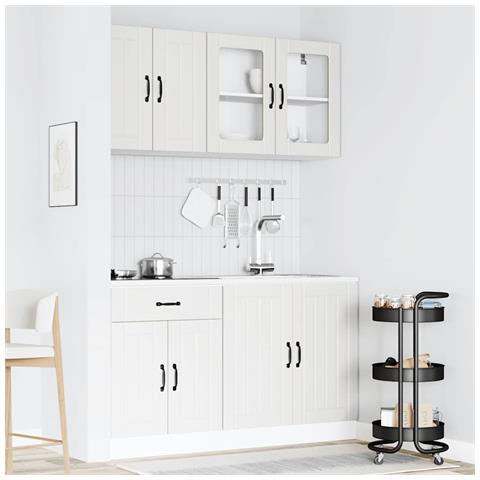 Set Mobili Da Cucina 4 Pz Kalmar Bianchi Legno Multistrato - Foto 3