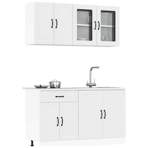 Set Mobili Da Cucina 4 Pz Kalmar Bianchi Legno Multistrato - Foto 1