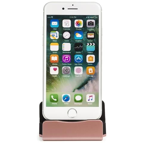 Base Di Ricarica Per Iphone 5/6/7/8/x Lightning 8 Pin Con Cavo 7x5x3 Cm. Colore: Oro Rosa - Foto 3