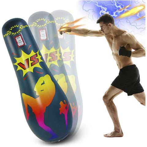 Punching Ball Gonfiabile Provvisorio, Pratica Karate, Boxe. 165 Cm. 58x35x165 Centimetri. Colore: Multicolore - Foto 2