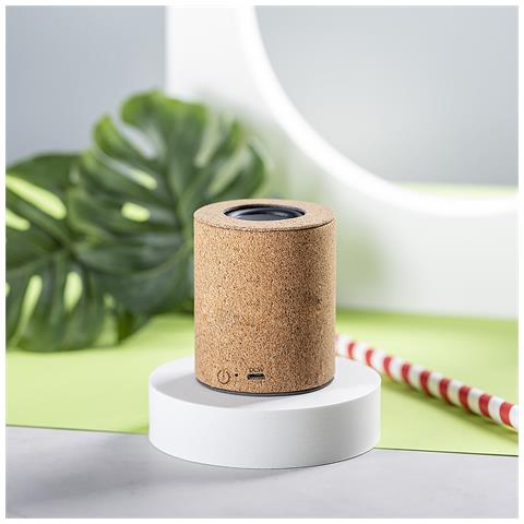 Altoparlante Bluetooth 5.0 Nature Cork. Potenza Sonora 3w. Batteria 300 Mah 6,2x7,5x6,2 Cm. Marrone Chiaro - Foto 2