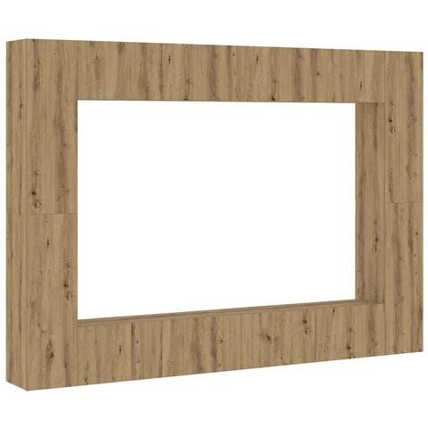 Set Mobile Tv 8 Pz Montato A Parete Rovere In Legno Multistrato - Foto 2