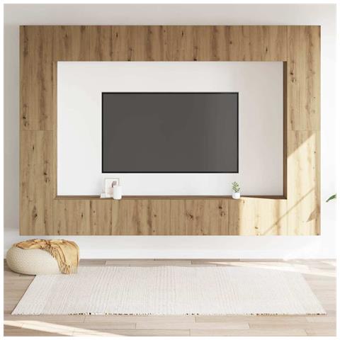 Set Mobile Tv 8 Pz Montato A Parete Rovere In Legno Multistrato - Foto 3