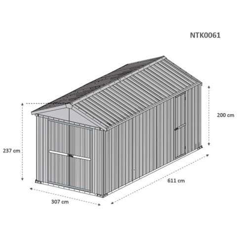 Box In Lamiera Garage Auto Acciaio Zincato 327x611cm X H2.35m - 346kg - 19,98mq - Bianco - Foto 5
