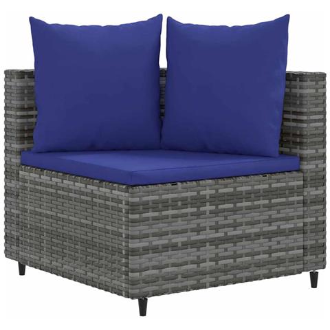 Lusso Casadino - Set Divano Da Giardino 5 Pz Con Cuscini Grigio In Polyrattan - Foto 2