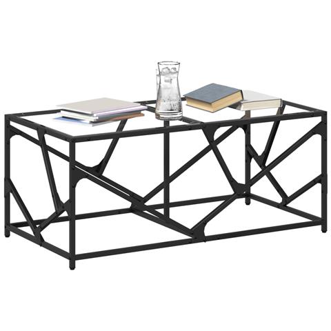 Tavolini Con Piano Vetro Trasparente 2 Pz 98,5x50x41cm Acciaio - Foto 2