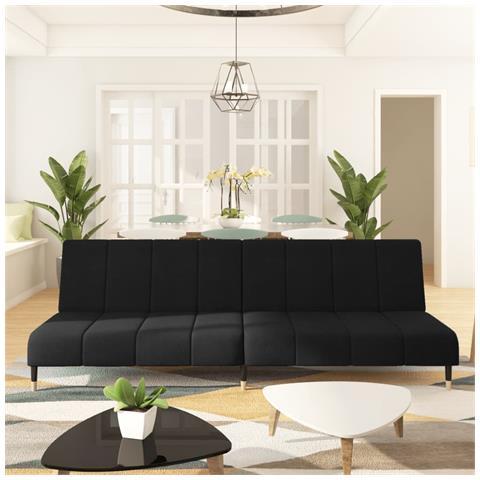 Divano Letto a 2 Posti Nero in Velluto - Foto 2