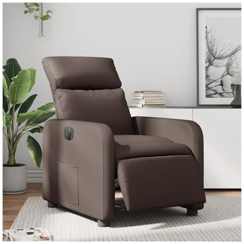 Poltrona Reclinabile Elettrica Marrone in Similpelle - Foto 2
