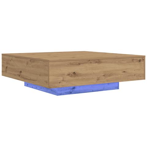 Tavolino da caffè con luci LED Rovere Artigianale 100x100x31 cm - Foto 1