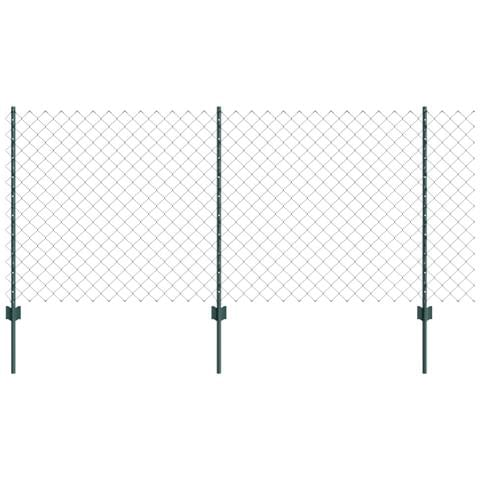 Recinto a Maglie di Catena con 10 Pali U Verde 1x10 m Acciaio - Foto 1