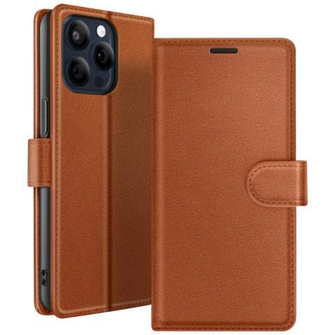 Custodia A Portafoglio Per Iphone 15 Pro Max Con Supporto E Linguetta Magnetica, Marrone - Foto 1