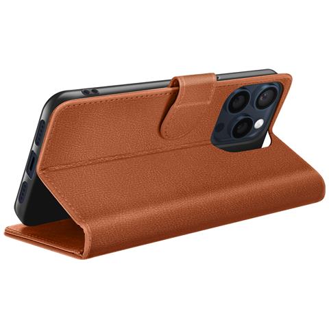 Custodia A Portafoglio Per Iphone 15 Pro Max Con Supporto E Linguetta Magnetica, Marrone - Foto 5
