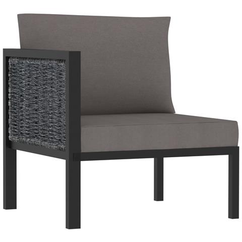 Divano Ad Angolo Modulare Bracciolo Destro Polyrattan Antracite - Foto 2