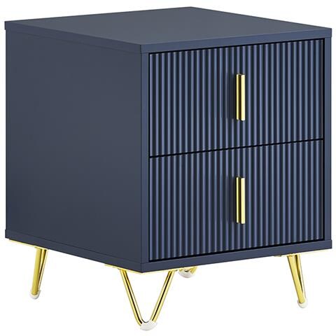 Comodino Moderno Con 2 Cassetti, Blu, L40 X P40 X A47 Cm - Foto 1