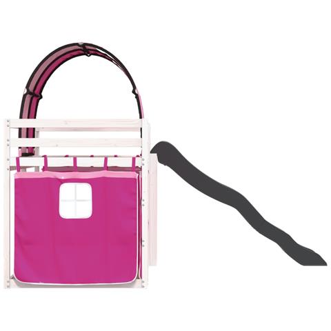 Letto a Castello con Scivolo e Tende Rosa 80x200 cm - Foto 9