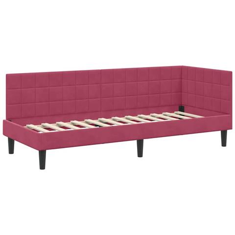 Cornice del letto ad angolo Rosso vino 80 x 200 cm Velluto - Foto 1