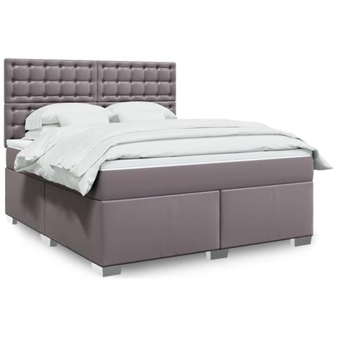 Giroletto a Molle con Materasso Grgio 180x200 cm in Similpelle - Foto 2
