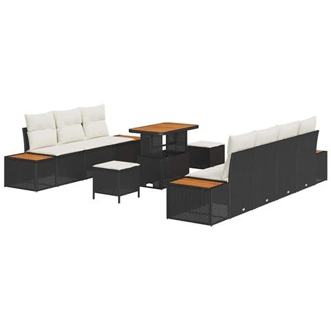 Set Divano da Giardino 10 pcs Nero e Crema 90 x 55 x 71 cm - Foto 1