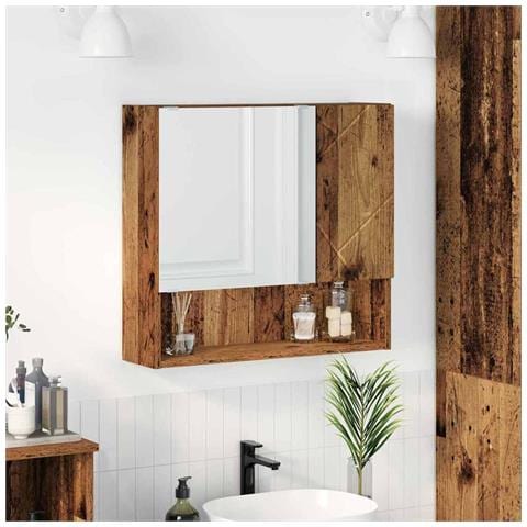 Mobiletto per specchio con porta Legno vecchio 59 x 17 x 55 cm - Foto 2
