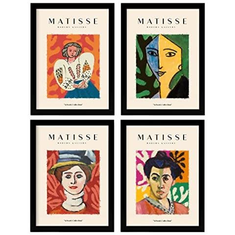 Set Di 4 Stampe Illustrazioni Di Matisse Ritratti Raccolta Di Illustrazioni Colorate In Stile Galleria D'arte Decorazione D'interni Senza Cornice A4 - Foto 1
