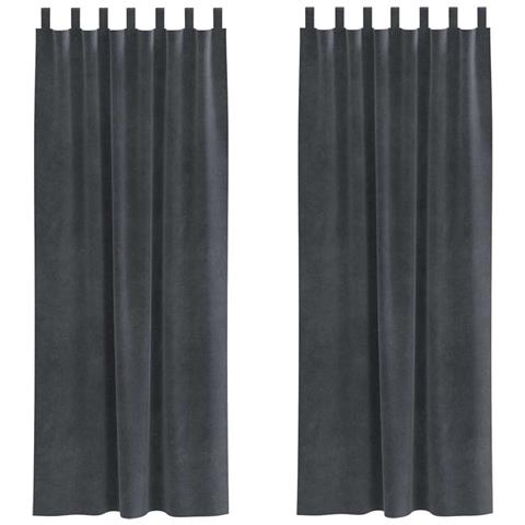 Tende con tende 2 pcs Grigio chiaro 140 x 260 cm Velluto - Foto 1