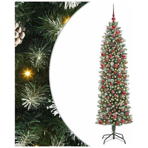 Albero di Natale Artificiale Sottile Verde e Bianco 180 cm - Foto 1