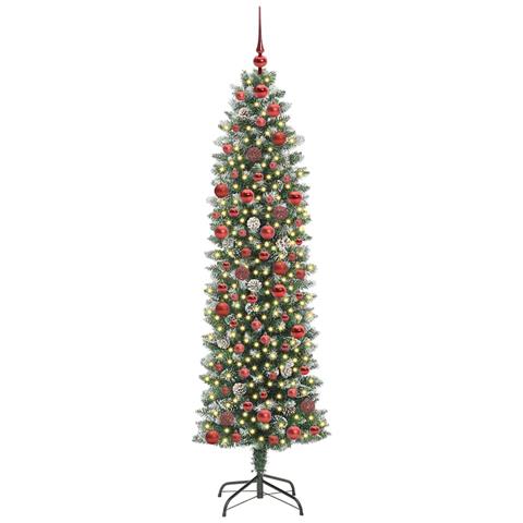 Albero di Natale Artificiale Sottile Verde e Bianco 180 cm - Foto 2