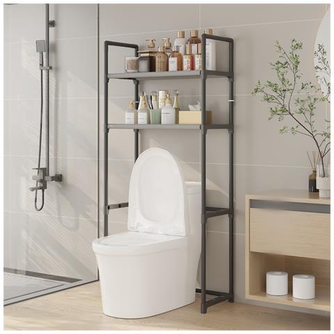 Scaffale Nero A Doppio Strato Sopra Il Wc - Organizzatore Salvaspazio Per Bagno - Foto 2