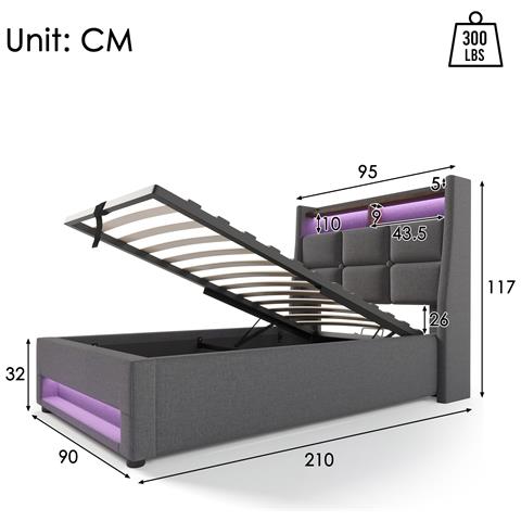 Letto In Stile Vintage Con Pannelli In Legno, Led Colorato E Design Moderno-retrò - Foto 3