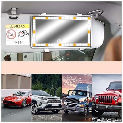 Specchio Di Cortesia Led Per Auto - Bianco Ricaricabile, Per Parasole Auto - Foto 5