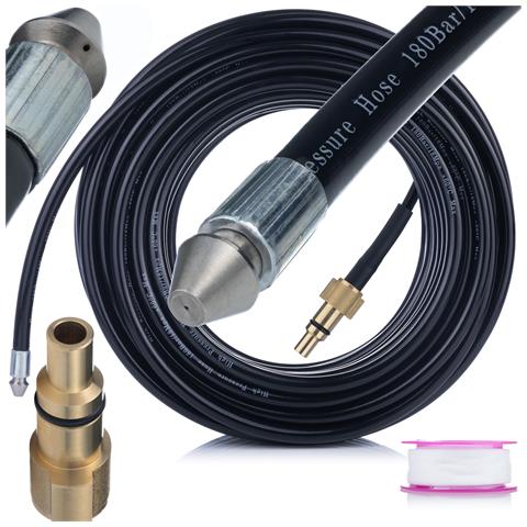 Tubo Alta Pressione 40m Per Pulizia Fognature - Compatibile Con Lavor | 160 Bar, 60°c | Ugello 1+3, Filettatura 1/4"" - Foto 1