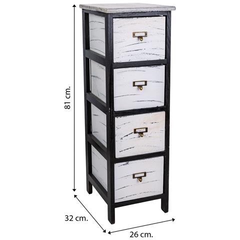 Cassettiera In Legno Nero 26x32x81h - Foto 7