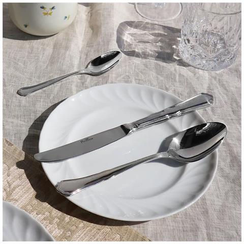 Settecento Set 24 posate acciaio inox 18/10 - Servizio per 6 Persone - forchetta, coltello, cucchiaio e cucchiaino - Design elegante e vintage - Foto 2