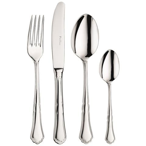Settecento Set 24 posate acciaio inox 18/10 - Servizio per 6 Persone - forchetta, coltello, cucchiaio e cucchiaino - Design elegante e vintage - Foto 1