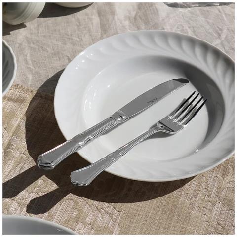 Settecento Set 24 posate acciaio inox 18/10 - Servizio per 6 Persone - forchetta, coltello, cucchiaio e cucchiaino - Design elegante e vintage - Foto 3