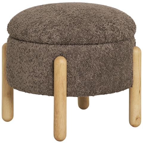 Pouf Contenitore Medas Marrone /naturale — Ø45×36 Cm, Hn1237 - Foto 1