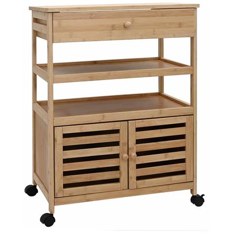 Carrello da Cucina con Ruote Naturale 59,5 x 36 x 82 cm Bambù - Foto 1