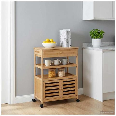 Carrello da Cucina con Ruote Naturale 59,5 x 36 x 82 cm Bambù - Foto 2