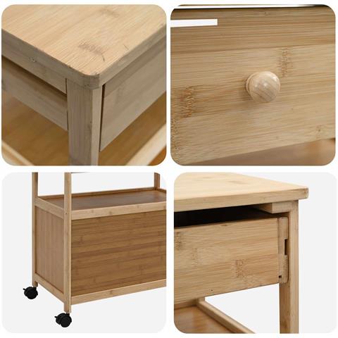 Carrello da Cucina con Ruote Naturale 59,5 x 36 x 82 cm Bambù - Foto 9