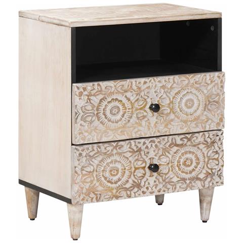Mobiletto da Letto con cassetto Bianco 50 x 33 x 60 cm - Foto 1